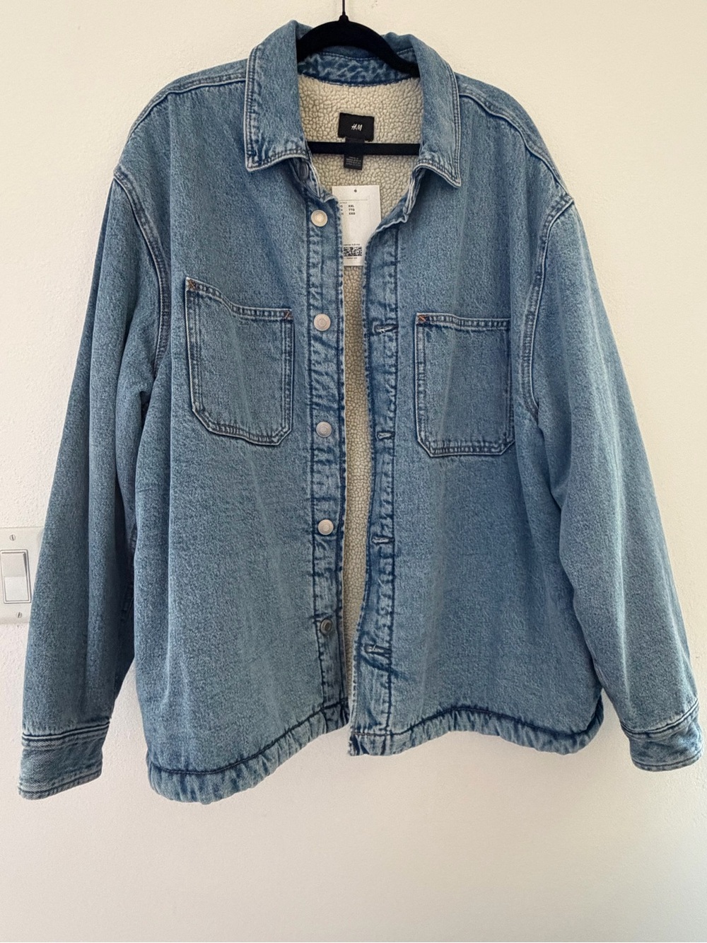H&M Men’s Jean Jacket Sherpa Fleece Lined Denim- Size XXL